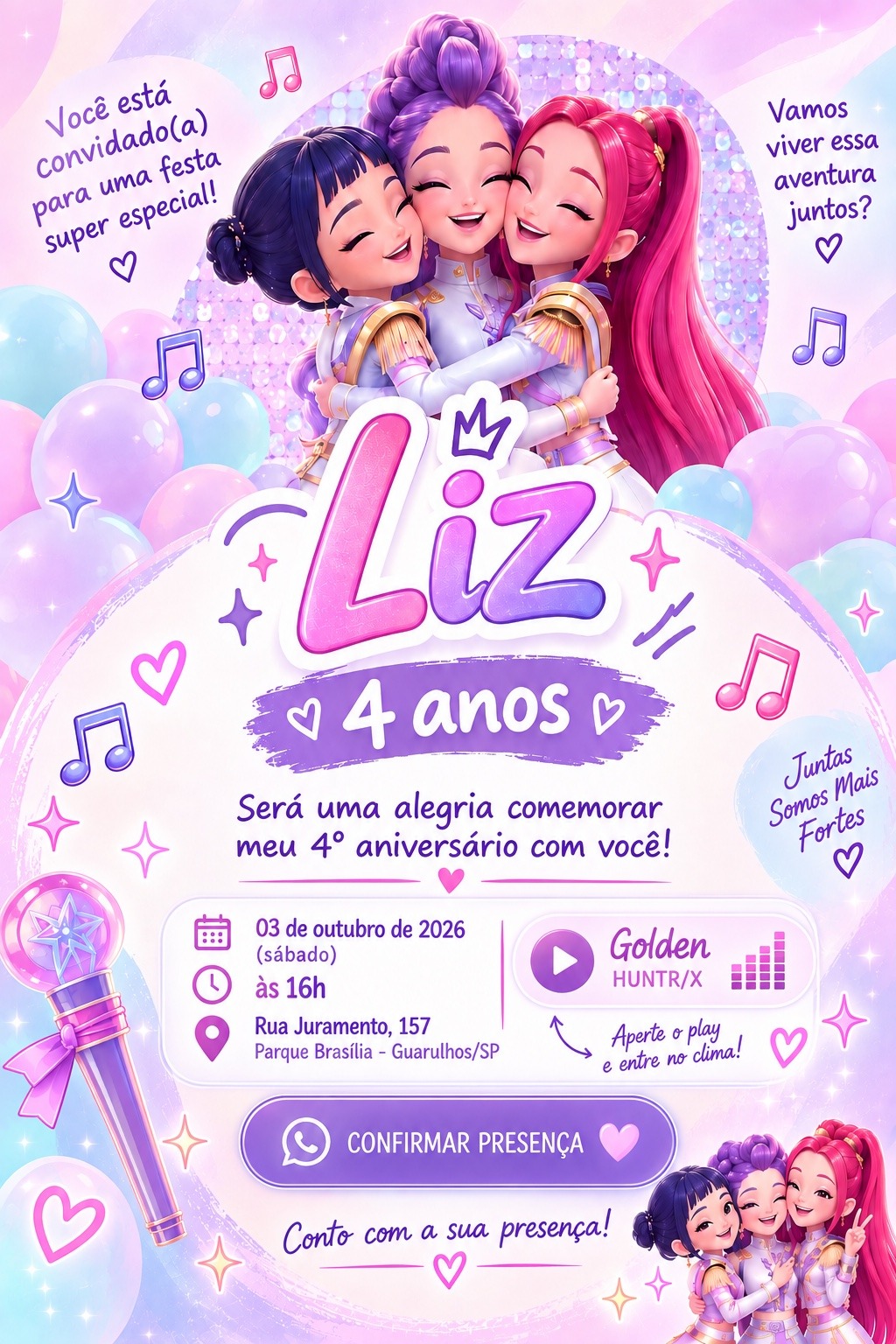 Convite de aniversário da Liz, 4 anos